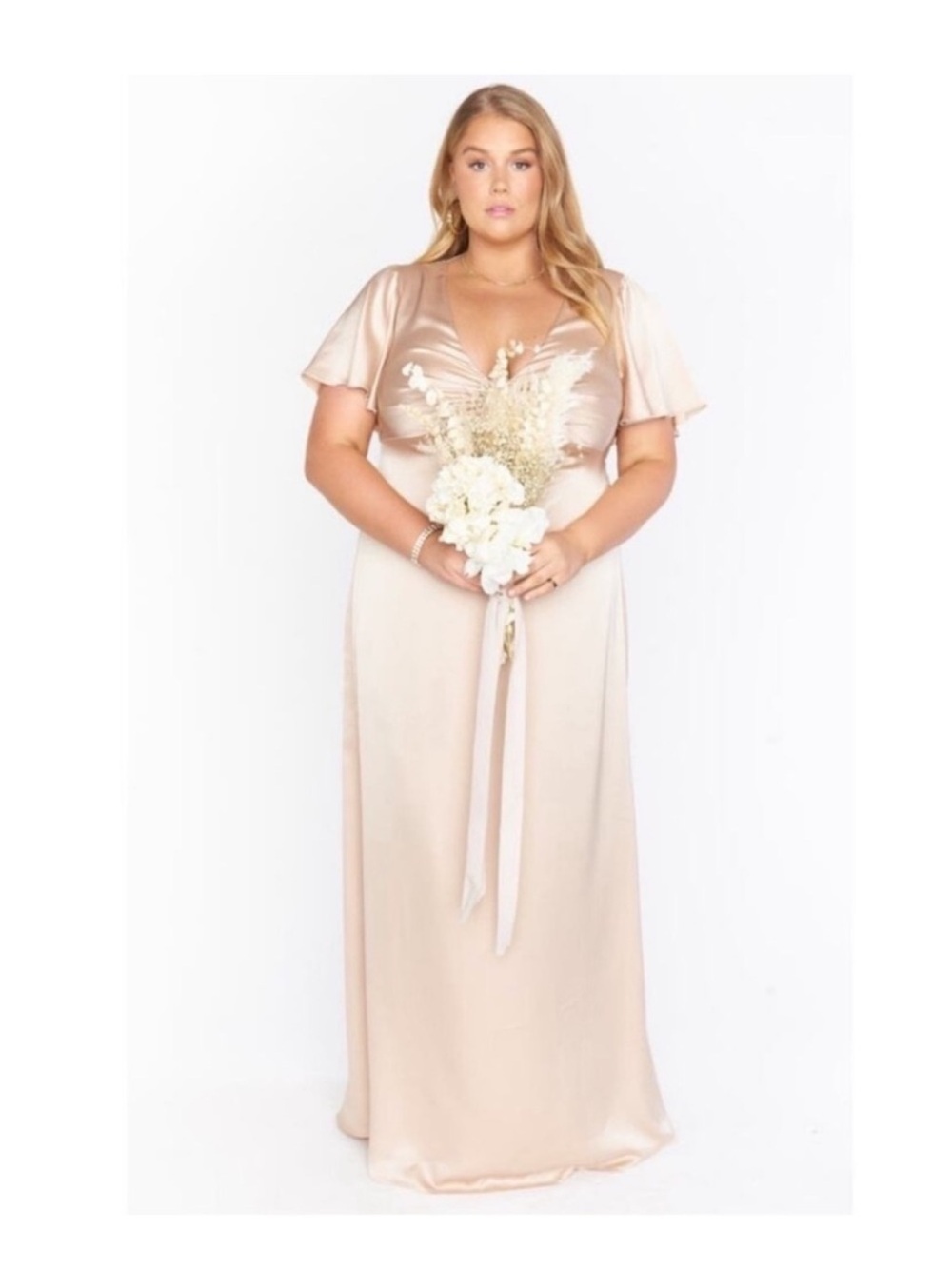 Show Me Your Mumu Weddings Rome Twist Gown Champagne Luxe Satin XXL NEW
